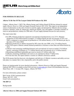 FOR IMMEDIATE RELEASE Alberta To Be One Of The Largest