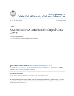 Keynote Speech: A Letter from the Original Cause
