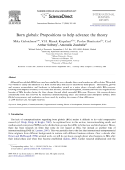 Born globals: Propositions to help advance the theory