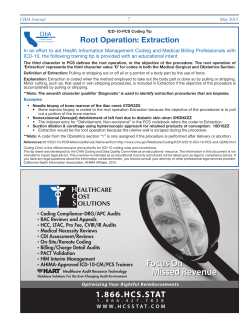 Root Operation: Extraction - California Health Information Association