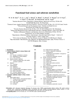 Functional food science and substrate metabolism Contents