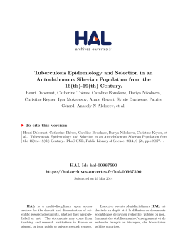 Tuberculosis Epidemiology and Selection in an - Hal-SHS