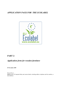 APPLICATION PACK FOR THE ECOLABEL