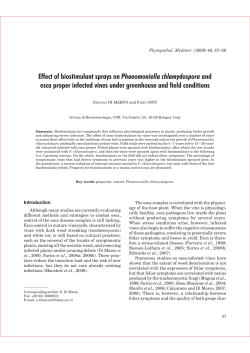 Effect of biostimulant sprays on Phaeomoniella