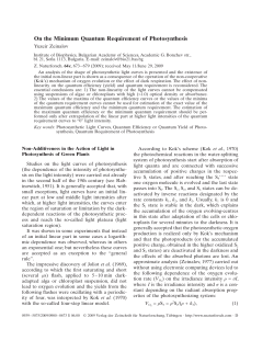 On the Minimum Quantum Requirement of Photosynthesis