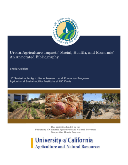 Urban Agriculture Impacts: Social, Health, and Economic: An