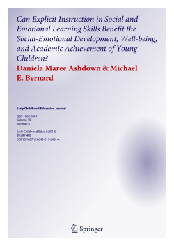 Can Explicit Instruction in Social and Emotional Learning Skills