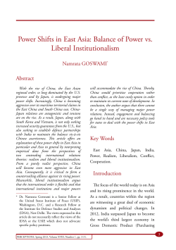 Power Shifts in East Asia: Balance of Power vs. Liberal Institutionalism