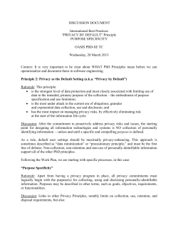 PBD Privacy as Default - Purpose Specificity