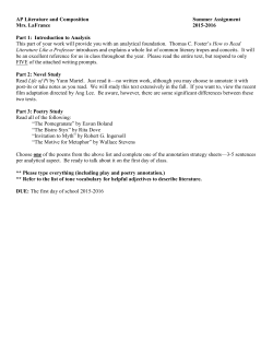 AP Literature and Composition Summer Assignment Mrs. LaFrance