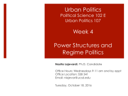 Urban Politics Week 4 Power Structures and Regime Politics