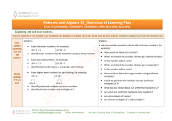 Patterns and Algebra 15_Overview of Learning