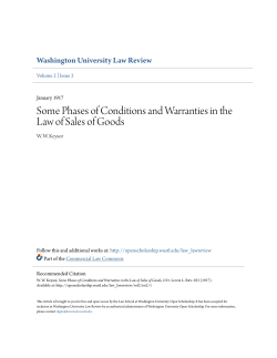 Some Phases of Conditions and Warranties in the Law of Sales of