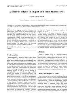 A Study of Ellipsis in English and Hindi Short Stories