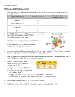 Percents Homework SWBAT find the percent of a number 1. There