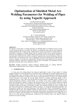 Optimization of Shielded Metal Arc Welding