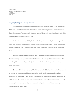 Biography Paper &ndash; Georg Cantor