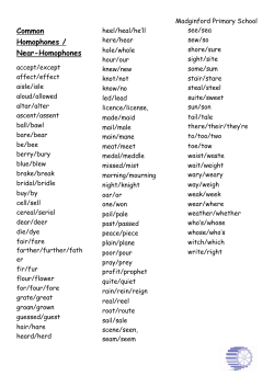 Common Homophones - Madginford Primary School