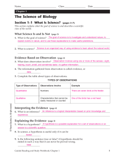 Chapter 1 The Science of Biology, TE