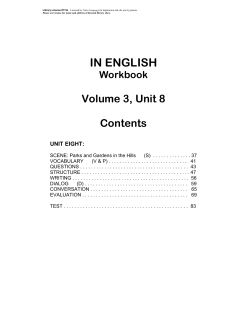 IN ENGLISH Workbook Volume 3, Unit 8 Contents