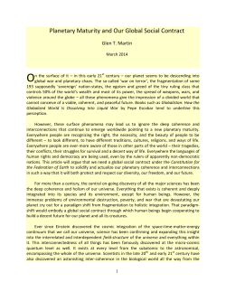 63. Planetary Maturity and Our Global Social Contract