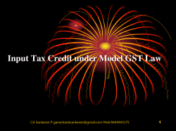 Input Tax Credit under Model GST Law