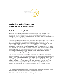 Online Journalism Enterprises: From Startup to Sustainability