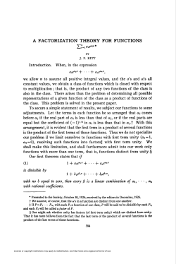 A FACTORIZATION THEORY FOR FUNCTIONS