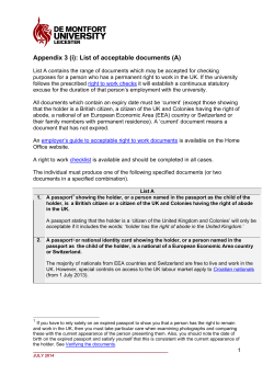 Appendix 3 (i): List of acceptable documents (A)