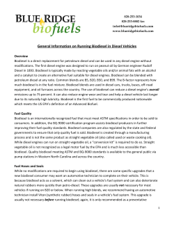 General Information on Running Biodiesel in Diesel Vehicles