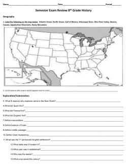 Semester Exam Review 8th Grade History
