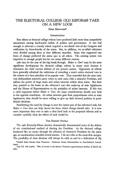 The Electoral College: Old Reforms Take on a New Look