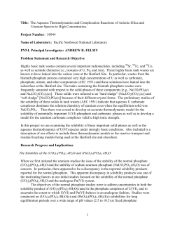 The Aqueous Thermodynamics and Complexation