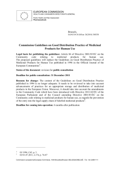 Commission Guidelines on Good Distribution Practice of Medicinal