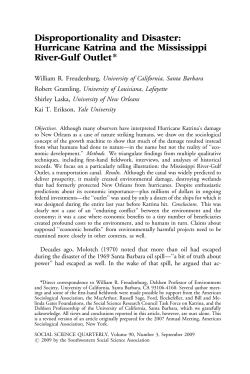 Disproportionality and Disaster: Hurricane Katrina and the
