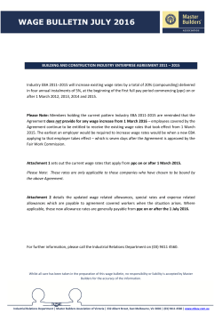 wage bulletin july 2016 - Master Builders Association of Victoria