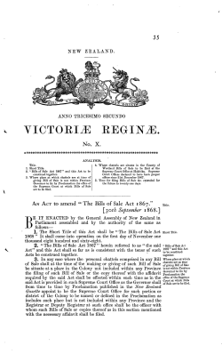 32 Victoriae 1868 No 10 Bills of Sale