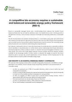 A competitive bio-economy requires a sustainable and balanced