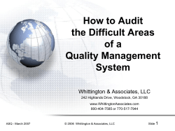 How to Audit the Difficult Areas of a QMS