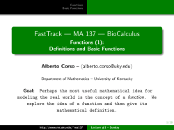 FastTrack &mdash; MA 137 &mdash; BioCalculus - Functions (1): Definitions and