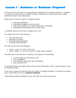 Lesson 1 &ndash; Sentence or Sentence Fragment