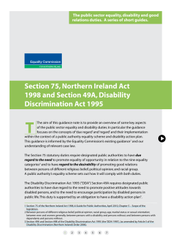 Section 75, Northern Ireland Act 1998 and Section 49A, Disability