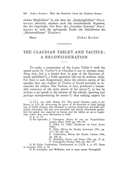 THE CLAUDIAN TABLET AND TACITUS A RECONSIDERATION