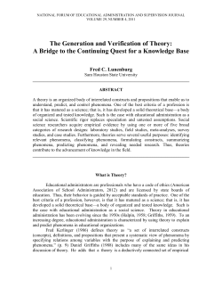 The Generation and Verification of Theory: A Bridge to the