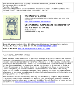 The Mariner`s Mirror Observational Methods and Procedures for the