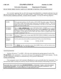 Fall Exam 2 - Chemistry - University of Kentucky