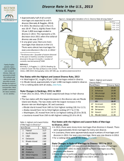 Divorce Rate in the US, 2013 - Bowling Green State University
