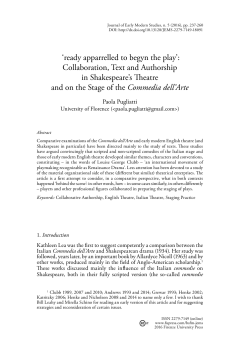 `ready apparrelled to begyn the play`: Collaboration, Text and