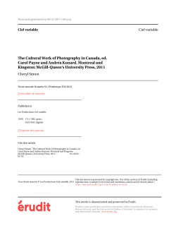 The Cultural Work of Photography in Canada, ed. Carol Payne and