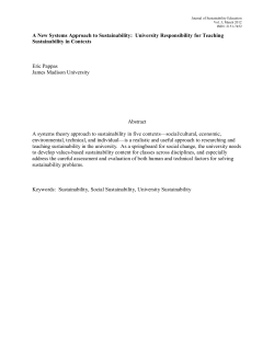 A New Systems Approach to Sustainability: University Responsibility